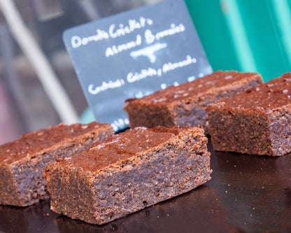 Cricket and almond brownies