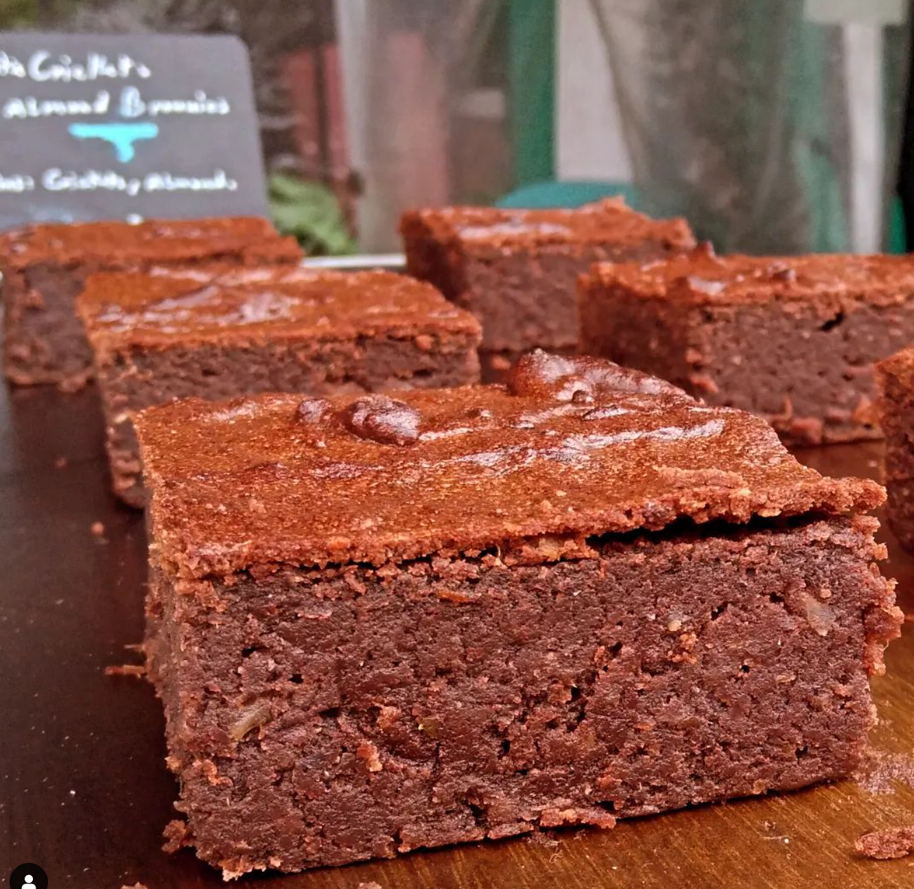 Cricket and almond brownies